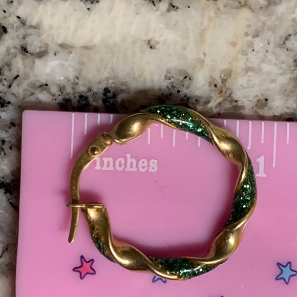 14K Vintage Yellow Gold Hoops 💚 - Picture 4 of 11